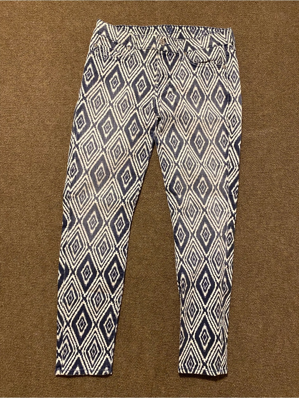7 For All Mankind The Cropped Skinny Ikat Diamond Jeans 27
